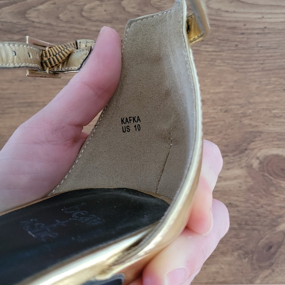 Beau & Ashe Kafka Stiletto Sz 10 Gold Gladiator Cage 4.5" Heel Chunky Tread - Picture 14 of 14